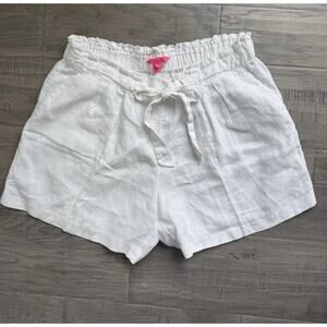 Lilly Pulitzer Kaylene White 100% Linen Shorts Size XL High Waisted Coastal